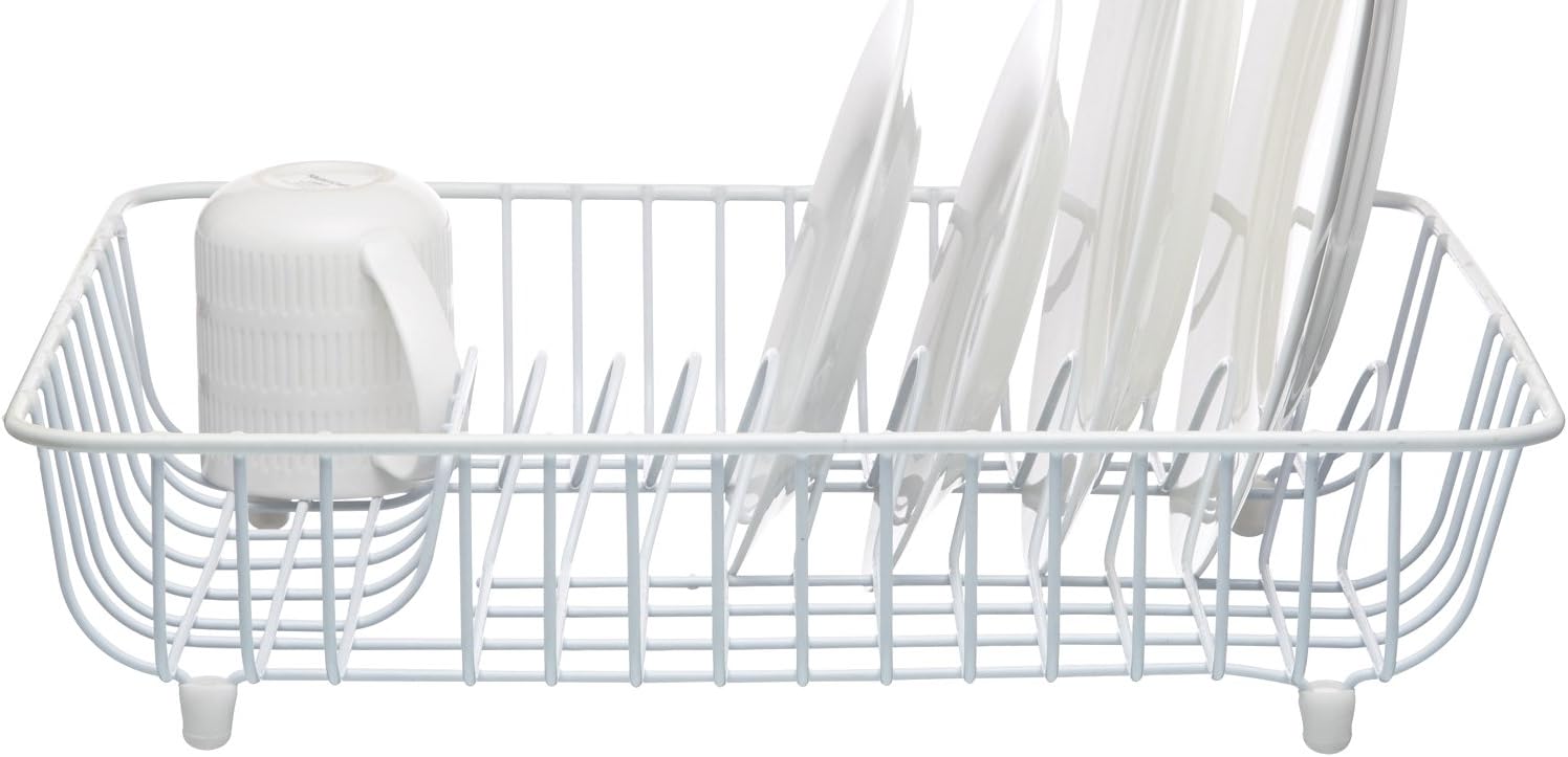 KitchenCraft Anti Rust Dish Drainer Rack, Plastic Coated Metal, White