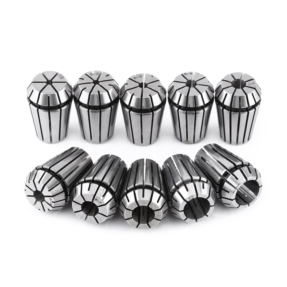 10pcs ER20 Spring Collet of various sizes Set - Made from high quality 65Mn spring steel - good elasticity, high precision and run-out tolerance is less than 0.008mm - for CNC Milling Lathe