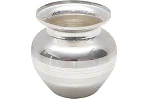 Shubhkart Silver Plated Kalash (Medium) for Festival, Puja, Thali, Diwali, Home, Temple & Office