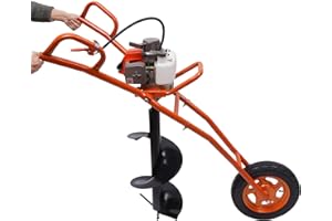 GNJINX 63CC Gas Powered Post Hole Digger - Hand Push Ground Drill Pit Digger Kit with 2-Stroke Engine and Long Drill Bit for Agriculture Forestry Drilling - 3HP Power and 300mm Bit Included
