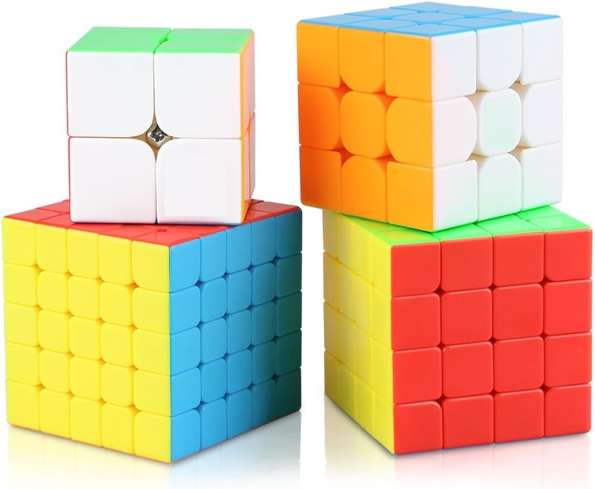 Civil Speed Cube Set, Aitey Moyu Cube Bundle MF2S 2x2 3x3 4x4 5x5 Stickerless Magic Cube Puzzle Toys for Kids Gift Box (4 Pack)