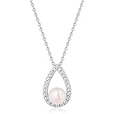 GAVU Teardrop Pearl Necklace for Women, 925 Sterling Silver Teardrop Necklace for Women