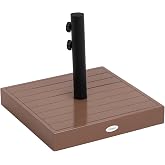Outsunny 42lbs Square Patio Umbrella Base for 1.25"/1.5" Poles, Coffee | Concrete Heavy Duty Umbrella Base with Holder, Outdoor, Lawn, Poolside