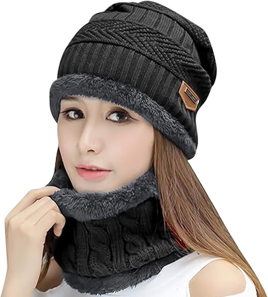 black hat and scarf set