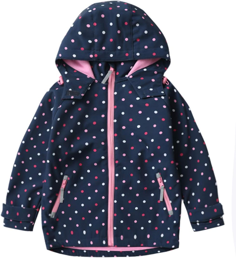 M2C Girls' Fleece Lined Softshell Hoodie Jacket Windproof Coat