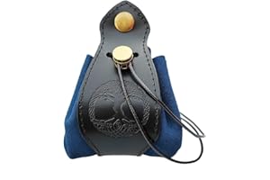 Rollooo Black & Blue Celtic Tree DND Gifts Dice Bag - Tray with Drawstring & Button Genuine Leather Dice Pouch Storage Bag fo