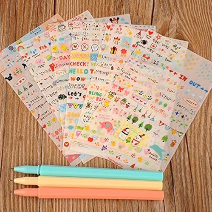 Amazon Com Datingday 6 Sheets Pvc Cute Words Letters Cartoon