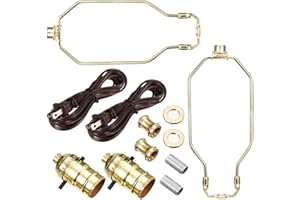 uxcell Make A Lamp Kit Bright Brass Finish US Plug 2Set for DIY Lamp Design or Repair