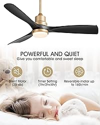 52" Modern Black and Gold Ceiling Fan with Lights