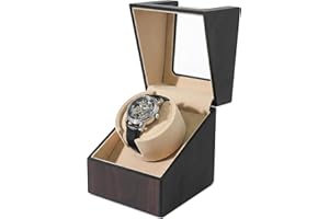 Automatic Single Watch Winder Box for Rolex, Self Winding Rotating Wooden Watch Case, Battery or USB Powered, Present for Men