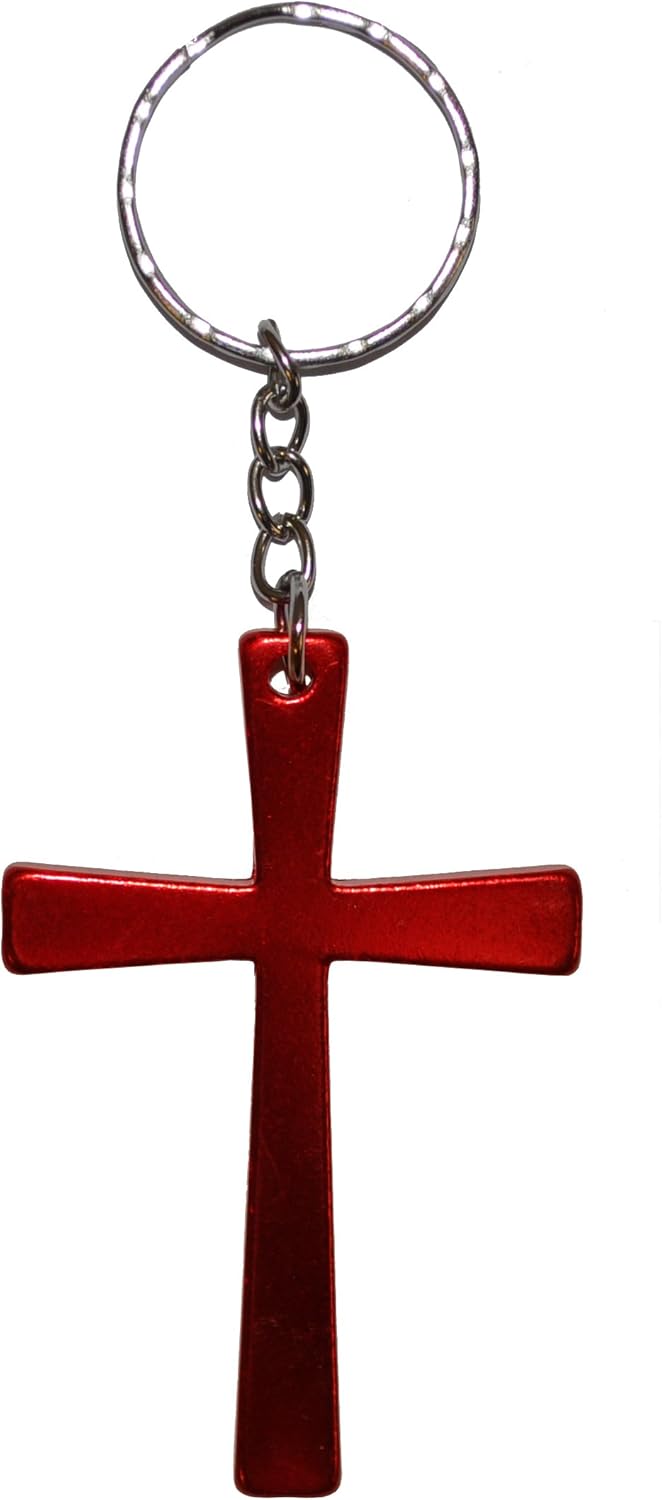 Christan Cross Red Metal Keyring Amazon.co.uk Clothing