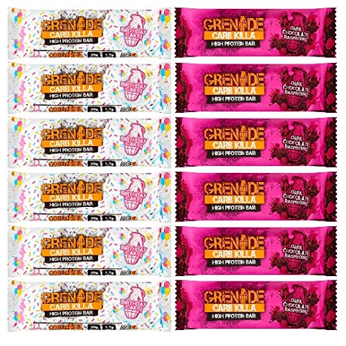 Grenade Carb Killa Bar 2 Flavour Mix Birthday Cake + Dark Chocolate Raspberry (12 Pack)