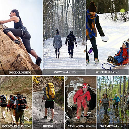 Crampons Traction Cleats Ice Cleats Snow Grips Grippers Anti Slip Stainless Steel Microspikes with 19 Spikes 1 Free Pouch for Men Women Boots Shoes Hiking Backpacking Mountaineering