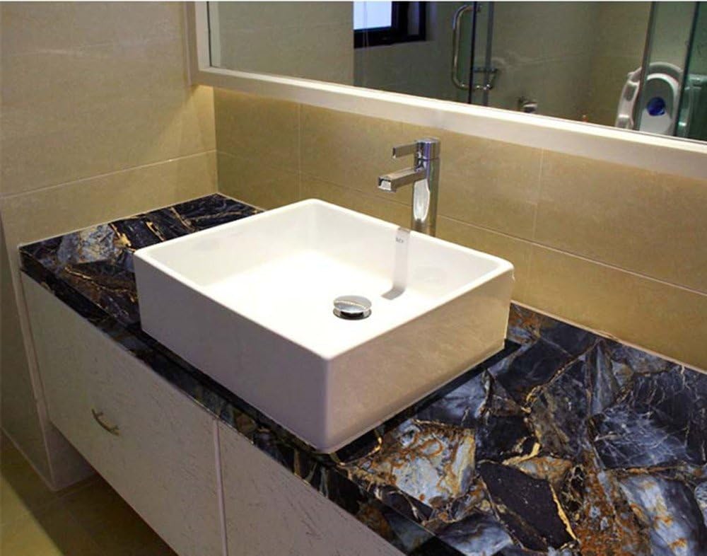 WDragon Granite Marble Look Self Adhesive Gloss Vinyl Wrap Film Kitchen Countertop Peel Stick Wallpaper Decal (60cm x 2meters) - Image 4