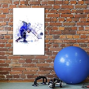 Canvas Wall Art Sports Theme - Man Playing Hockey - Giclee Print Gallery Wrap Modern Home Art Ready to Hang - 12x18 inches