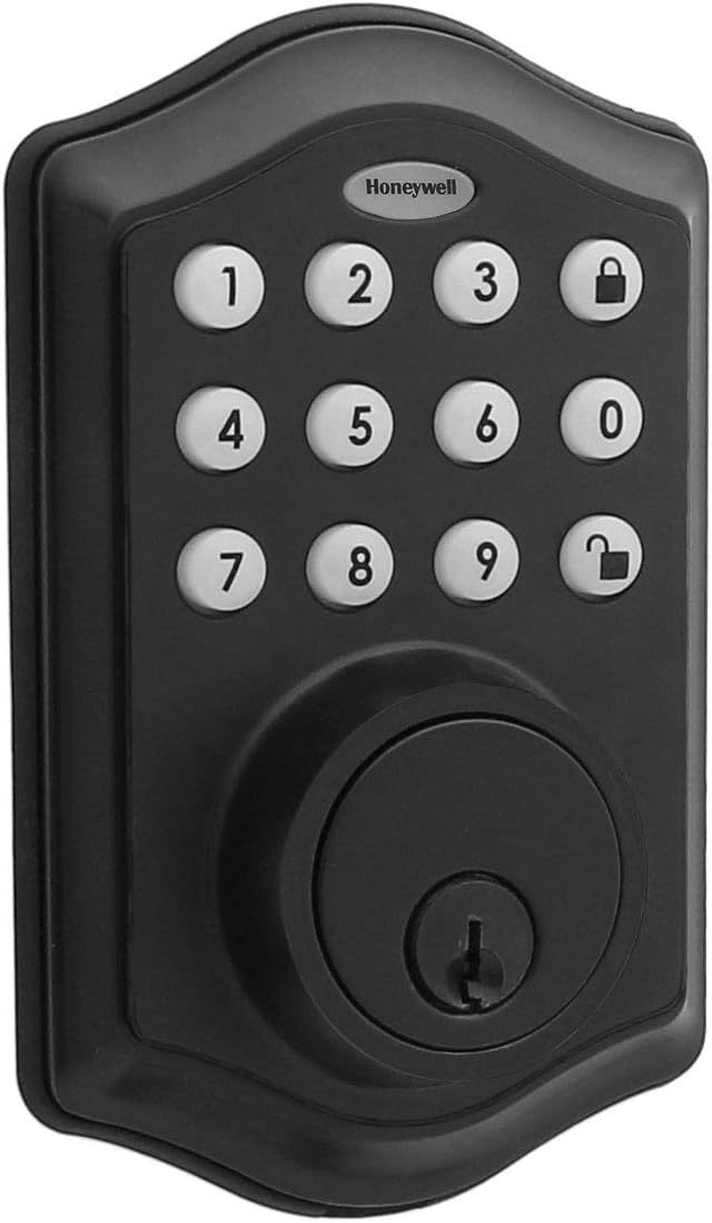 Honeywell Digital Deadbolt with Passage Knob, Matte Black, 8732505