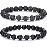 Eyesoul 8MM Natural Stone Stretch Adjustable Black Crystal Beaded Bracelet for Men Women Gifts Tiger Eye Bracelet For Men