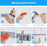 Vicloon Broom Holder Wall 4 Racks 5 Hooks Mop Organizer Tool Mount view 6