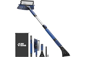 JOYTUTUS 41.5″ Extendable Snow Brush and Ice Scraper, 270°Pivoting Snow Scraper Brush for Car Windshield, Telescoping Ice Scr