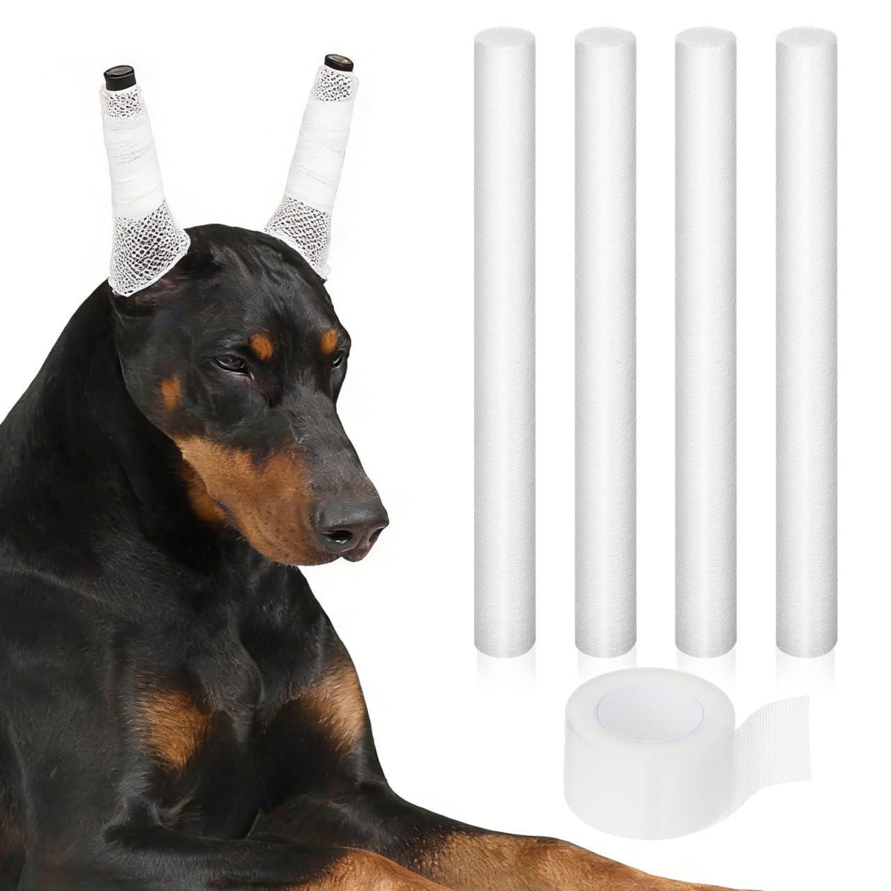 Yardwe Dog Ear Stand Stick Doberman Ear Support Foam Tape Puppy Correction Tool for Pet Care 6.7 Inch Soft Posting Accessory