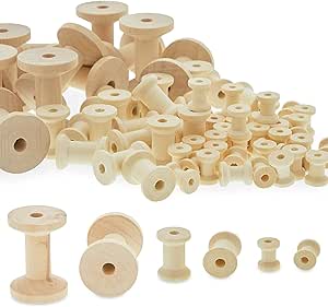 CYEAH 40PCS Wooden Spools For Crafts, 1.2 X 2 Inch Unfinished Wood
