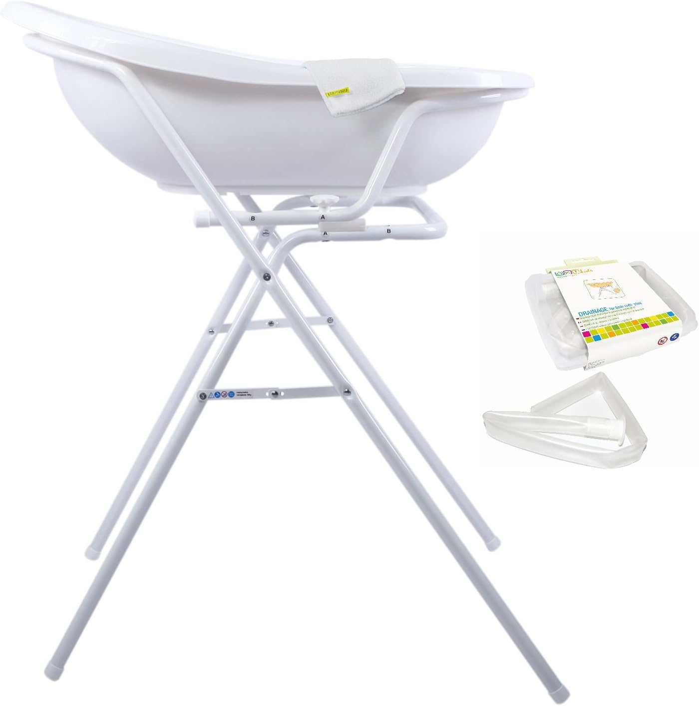 Baby Bath Tub 84 cm Including Stand, Drain Hose and Wash Mitt White in Disney Winnie the Pooh Design