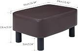 IBUYKE 16.54 Inch PU Leather Ottoman Footrest with Pine Wood Legs Brown view 7