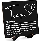 Wooden Table Sign Gift Team Definition Desk Decor Wood Plaque With Stand Team Gift for Boss Employees Women Best Mom Coworker Office(Black)-A14