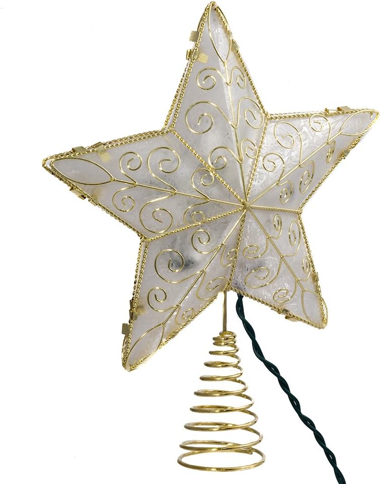Tree Toppers - Kurt Adler 10 Light 8.5-Inch Gold Reflector Star Treetop