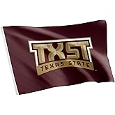 Desert Cactus Texas State University TXST Flag - 3 x 5 Feet Bobcats Banner, Indoor/Outdoor Durable Fabric, 100% Polyester Design (Style 1)
