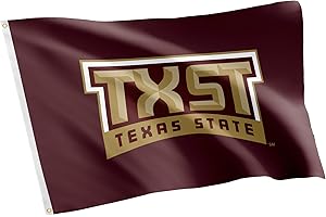 Desert Cactus Texas State University TSU Flag - 3 x 5 Feet Bobcats Banner, Indoor/Outdoor Durable Fabric, 100% Polyester Design (Style 1)