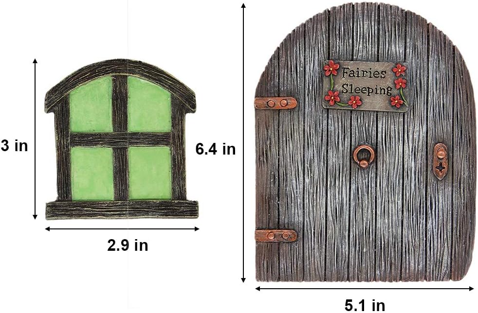 Juegoal Miniature Fairy Gnome Home Window and Door for Trees, Yard Art Garden Sculpture Decoration : Garden & Outdoor