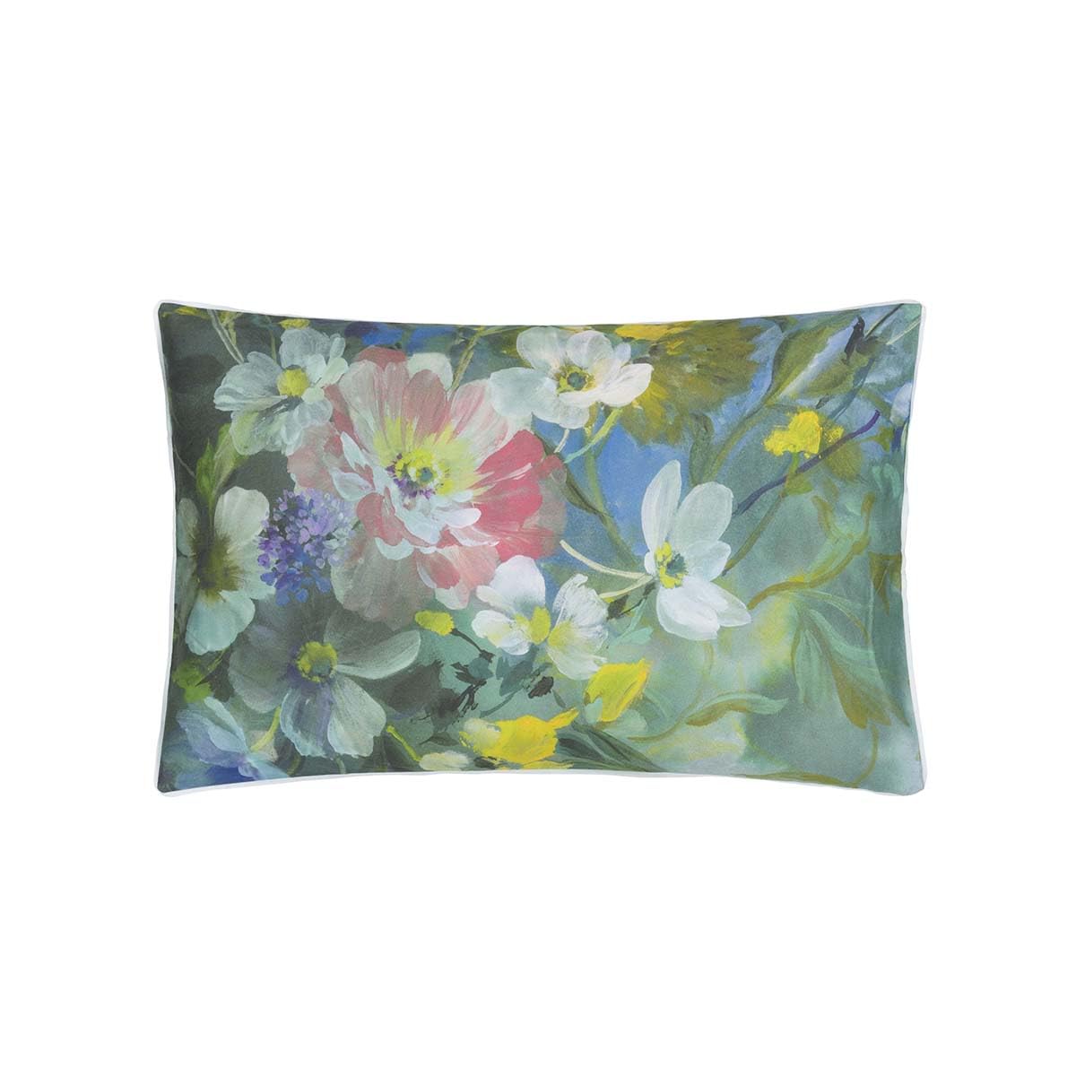Gladys Blossom Cotton Satin Printed Pillowcase 50x75cm Designers Guild Medium Green