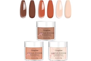 Creaglam Super Acrylic Powder 28g: 3Pcs Large Capacity Imperial Topaz Carnelian Nail Polymer for 3D Art Carving French Extension - 1oz. Autumn Blonde Professional Acrylic Powder No Need Lamp