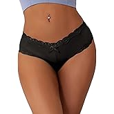 ohyeah Women Cheeky Underwear Panties Hipster Cotton Crotch Mid Waist Lace Trim Boyshorts Panties for Women Full Coverage