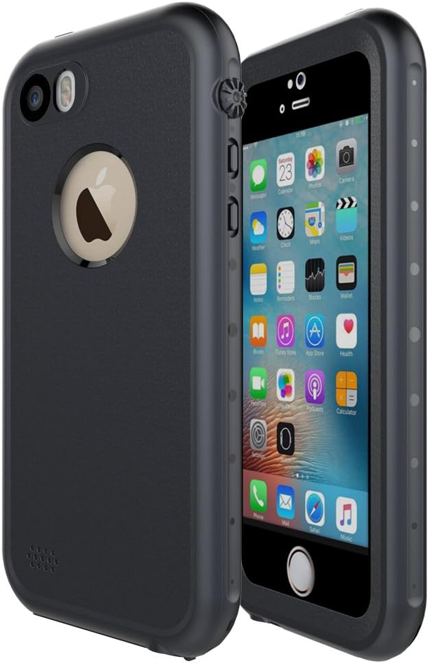Weggo iPhone SE Waterproof Case, 6.6ft Underwater IP68 Certified Fully Sealed Waterproof Shockproof Dirtproof Case Cover for Apple iPhone SE/5/5S (Black)