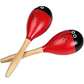 Maracas, Wooden Shaker Musical Percussion Instrument for Adults Kids, Ladybird