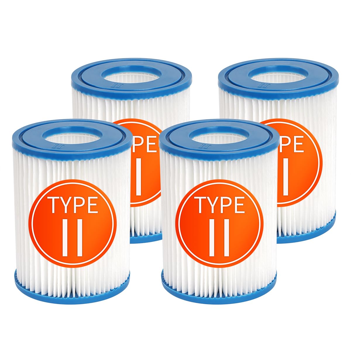 Benfosh 4 Pack Filter Cartridges for Bestway, Type II Filter for Swimming Pool,Compatible with Lay Z Spa Filter,Easy Cleaning Hot Tub Filter Cartridges