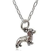 EnCharmed Sterling Silver Tiny Dachshund German Wiener Dog 3D Charm Necklace, 18"