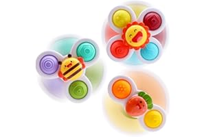 GIANBY Suction Cup Spinner Toys for Baby, Pop it Fidget Toys for 1-3 Toddlers Gifts Spinning Top Sensory Toy Bath Toys Birthday Gifts for Boy Girl (3 Pcs)