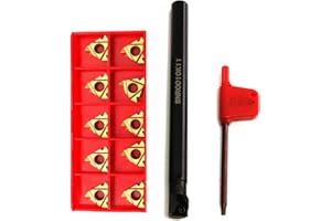 Maizoon CNC Internal Lathe Threading Boring Bar Holder + 10Pcs 11IR A60 Inserts + T8 Wrench CNC Turning Tool Stainless Steel 