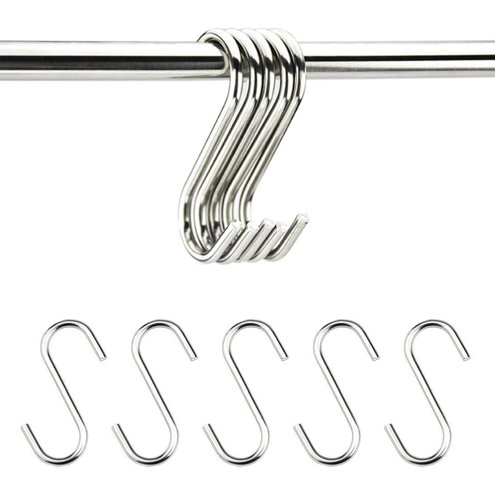 10 Pcs S Hooks, 12cm Large S Shaped Hooks Stainless Steel Heavy Duty Utensil Pan Metal S Hook for Hanging at Kitchen Bathroom Bedroom Living Room and Office