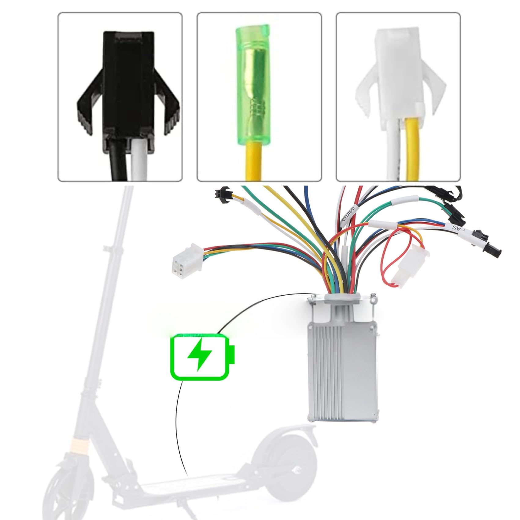 Brushless Motor Controller with Waterproof LCD Display Panel, 36V/48V 350W Electric Scooter Controller Kit for Electric Bicycle Scooter