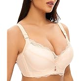 Xuvozta Women Push Up Bra Plus Size Floral Lace Underwire Soft Everyday Bras Widen Band