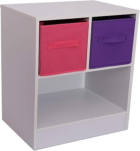Home Source Kids Chest Of 2 Canvas Drawers Bedside Cabinet Or Lamp