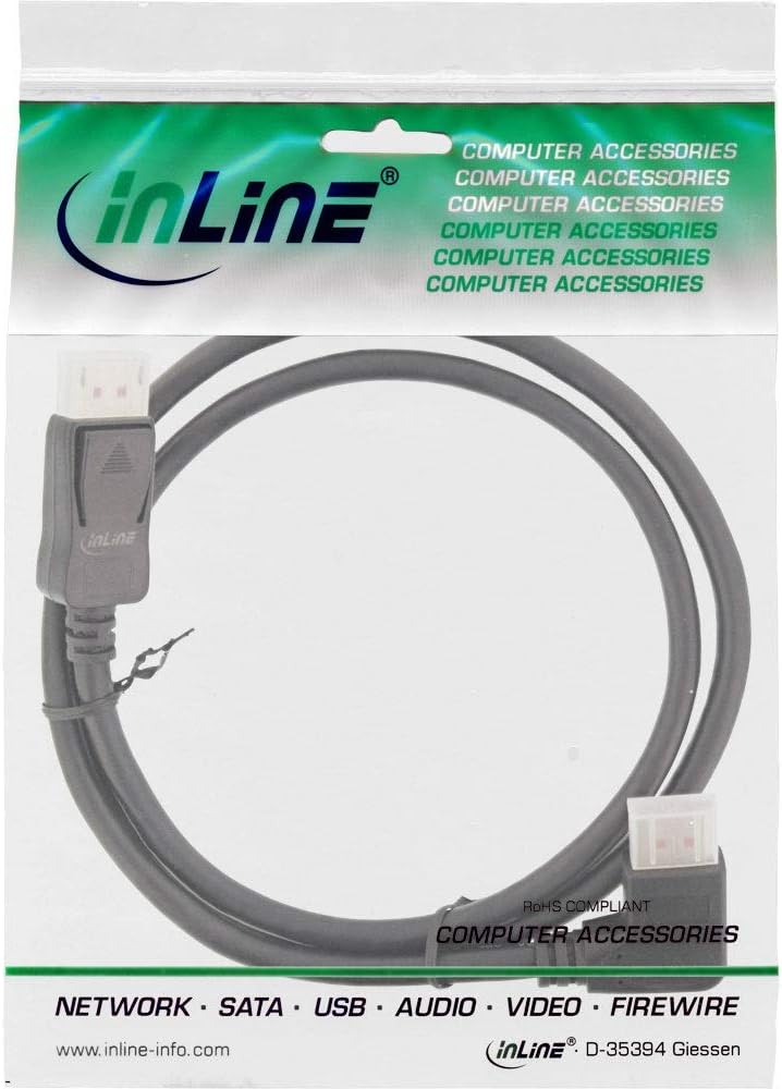 InLine® DisplayPort 1.4 Cable, 8K4K, Right Angled, Black/Gold, 2 m, black gold, (2M) EU - Image 3