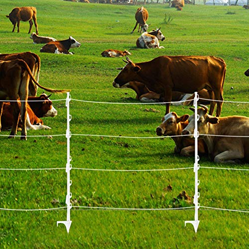Electric Fence, PP Plastic Tread in Wires Tape Insulated Posts and Grazing Fencing Accessories(20Pcs)