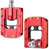 KOOTU Bike Pedals with Reflective Strips, Universal 9/16 Inch Mountain Bike Pedals, Non-Slip Aluminum Alloy Bicycle Pedals for Road BMX MTB Bike