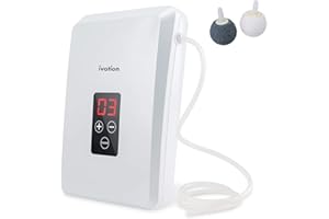 Ivation Portable Ozone Generator 600mg/h – Multipurpose Air Sterilizing & Freshening System w/2 Silicone Tubes, 2 Diffuser Stones & Timer; Purifies Air, Water, Food, Toothbrush