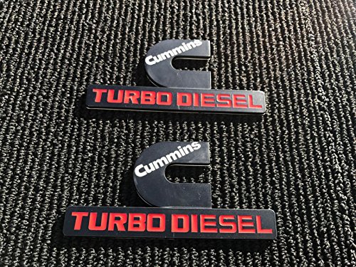 2 PC NEW DODGE RAM 1500 2500 3500 BLACK CUMMINS TURBO DIESEL FENDER LOGO EMBLEM